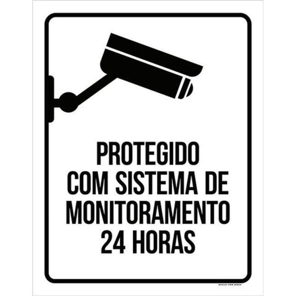 Kit 10 Placas Protegido Sistema Monitoramento 24 Horas 36X46