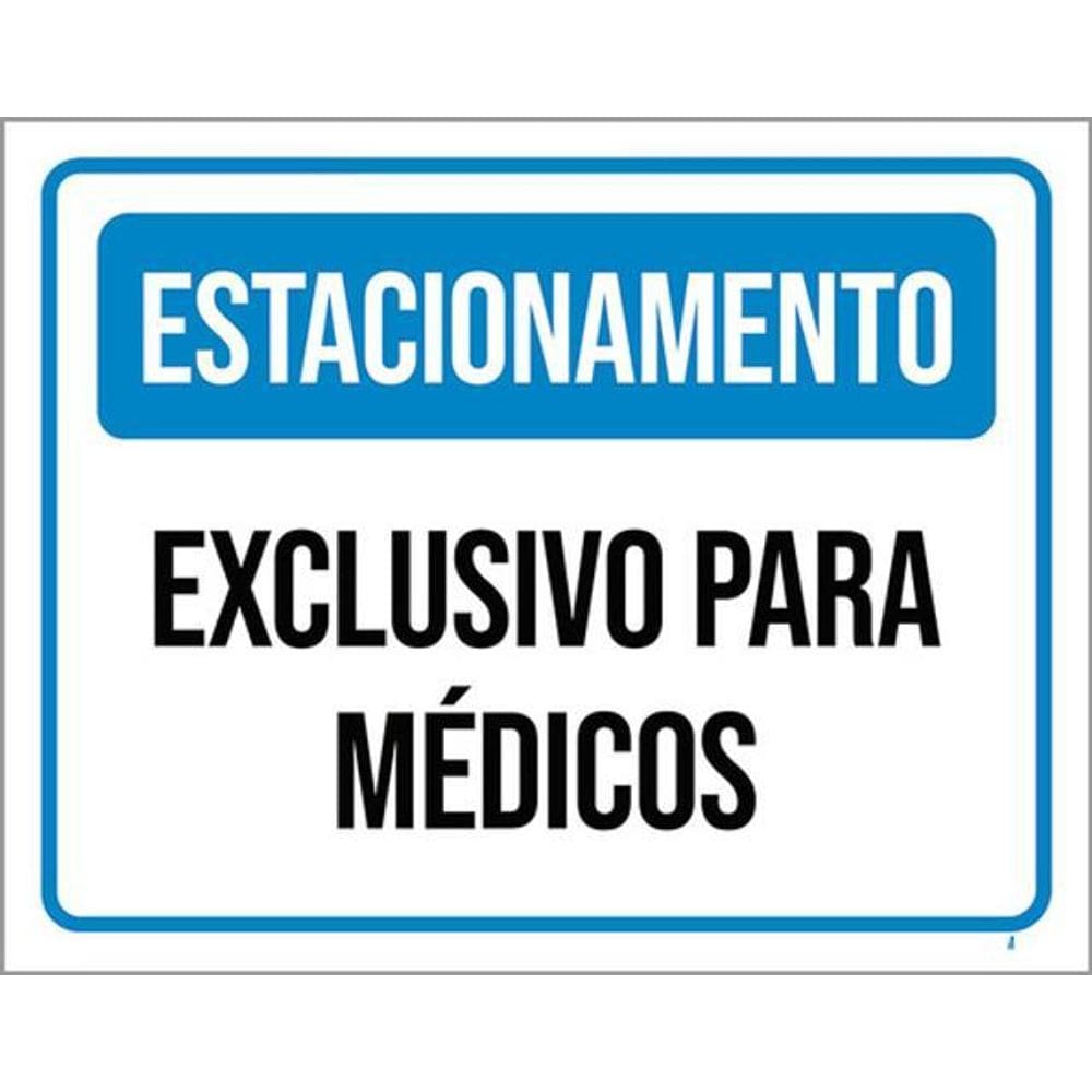 Kit 5 Placas Azul Estacionamento Exclusivo Médicos 36X46