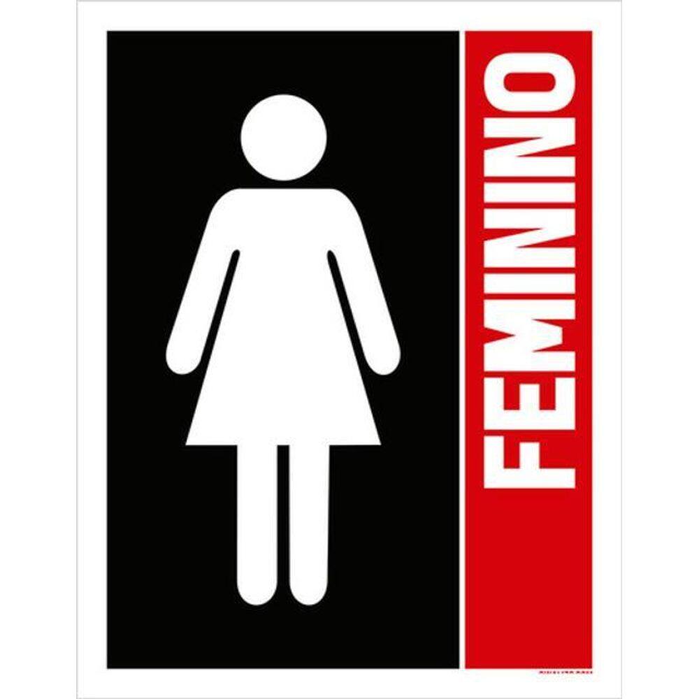Kit 10 Placas Feminino Banheiro Vermelho 36X46