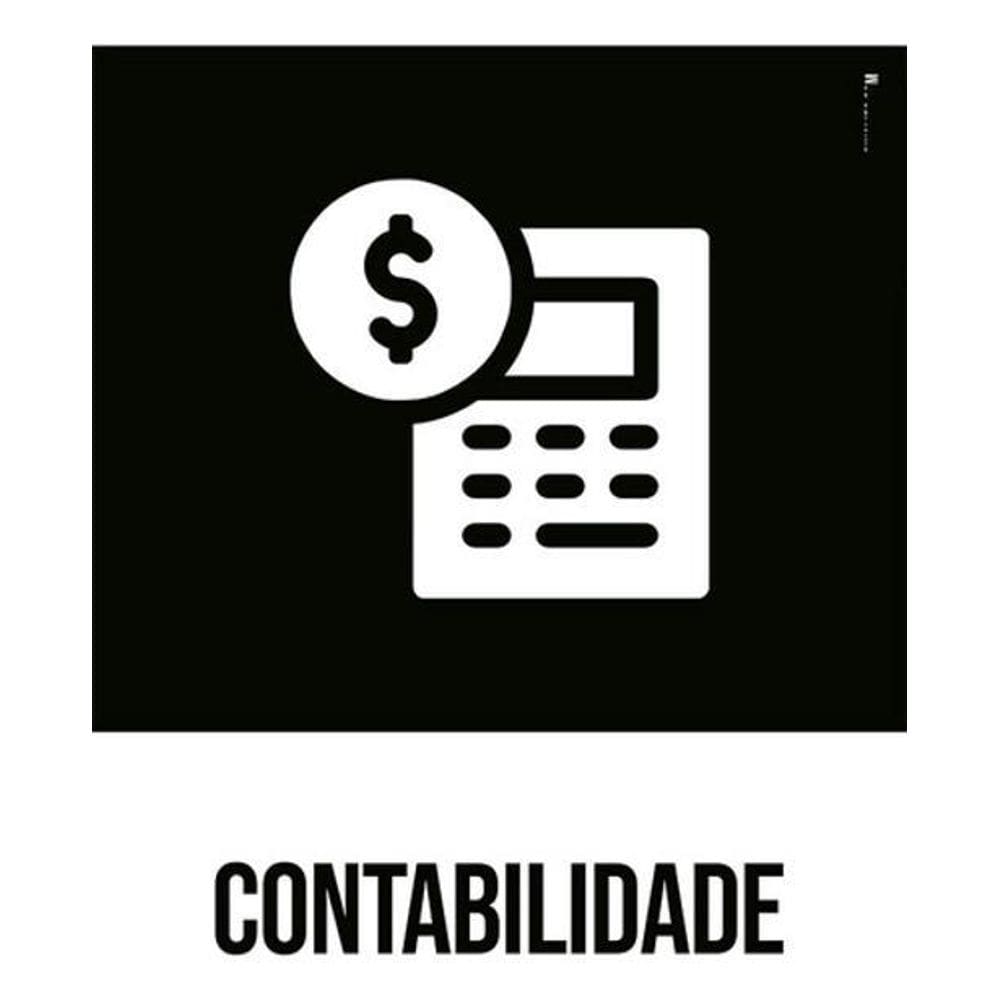 Kit 5 Placas Contabilidade Ícone Preto 36X46