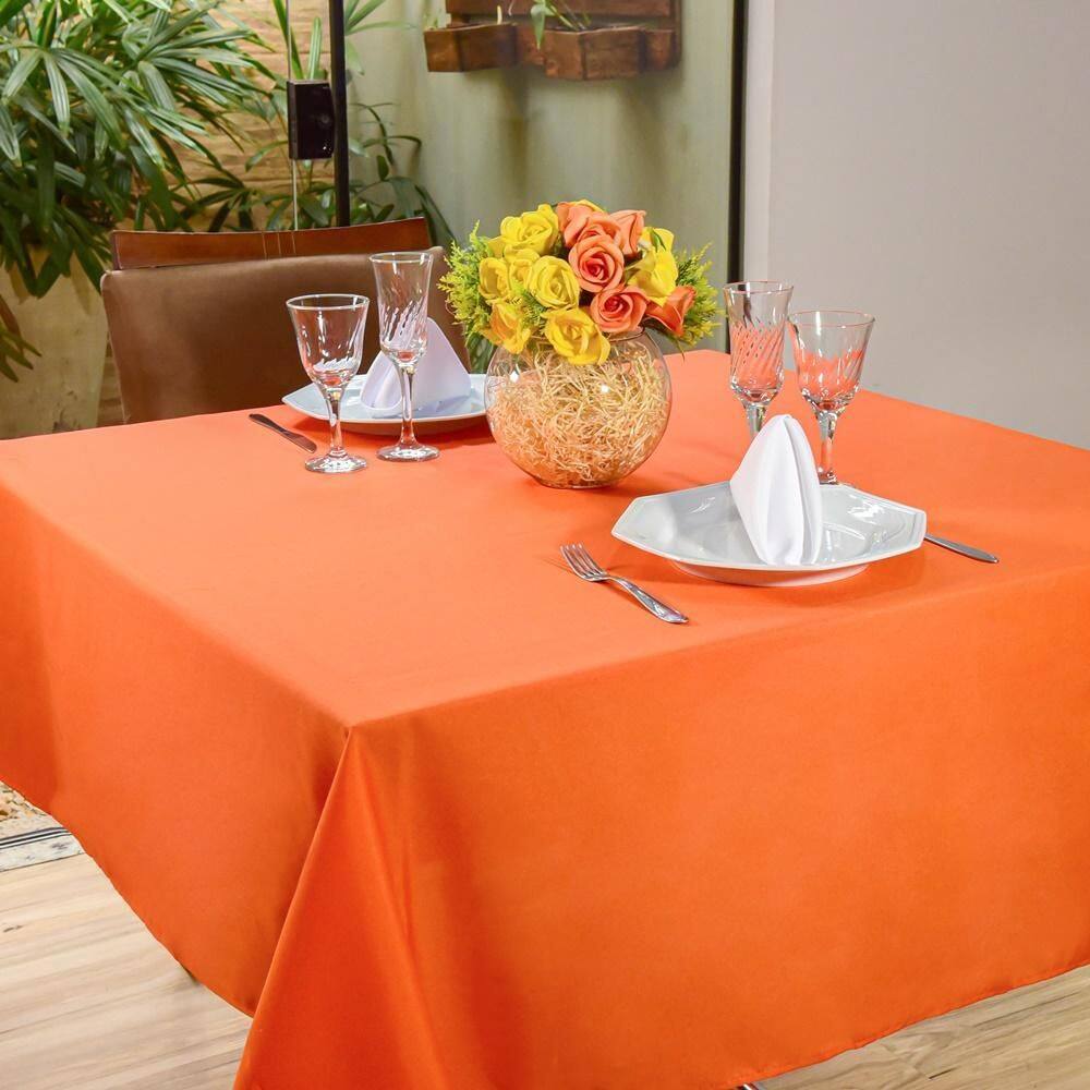 Toalha Mesa 12 Lugares Sala Jantar Oxford Lisa 3,50M Laranja