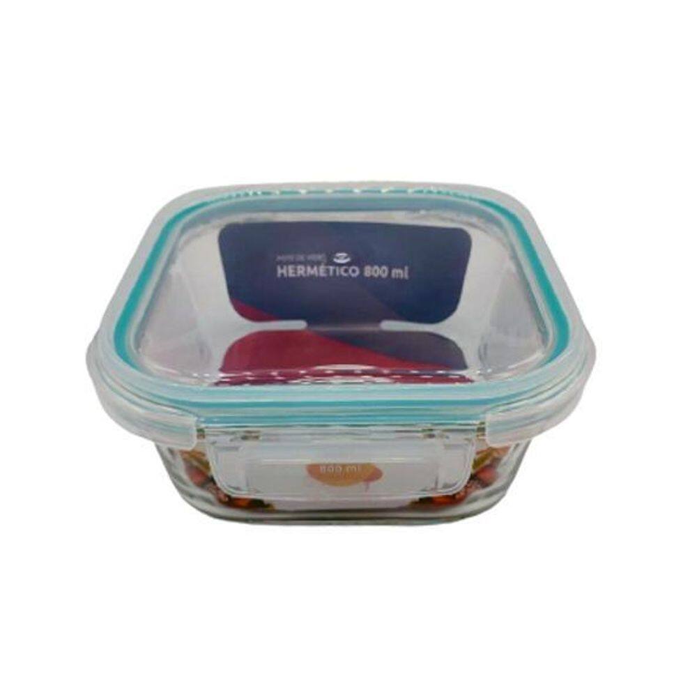 Pote De Vidro Hermetico Quadrado 800 Ml