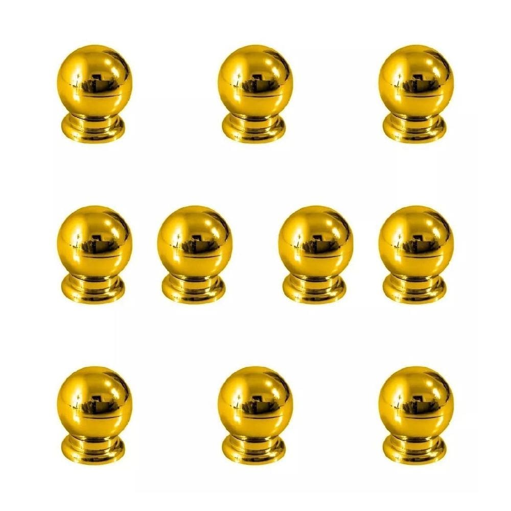 Kit 10 Puxador Pequeno Bola Dourado Com Parafuso