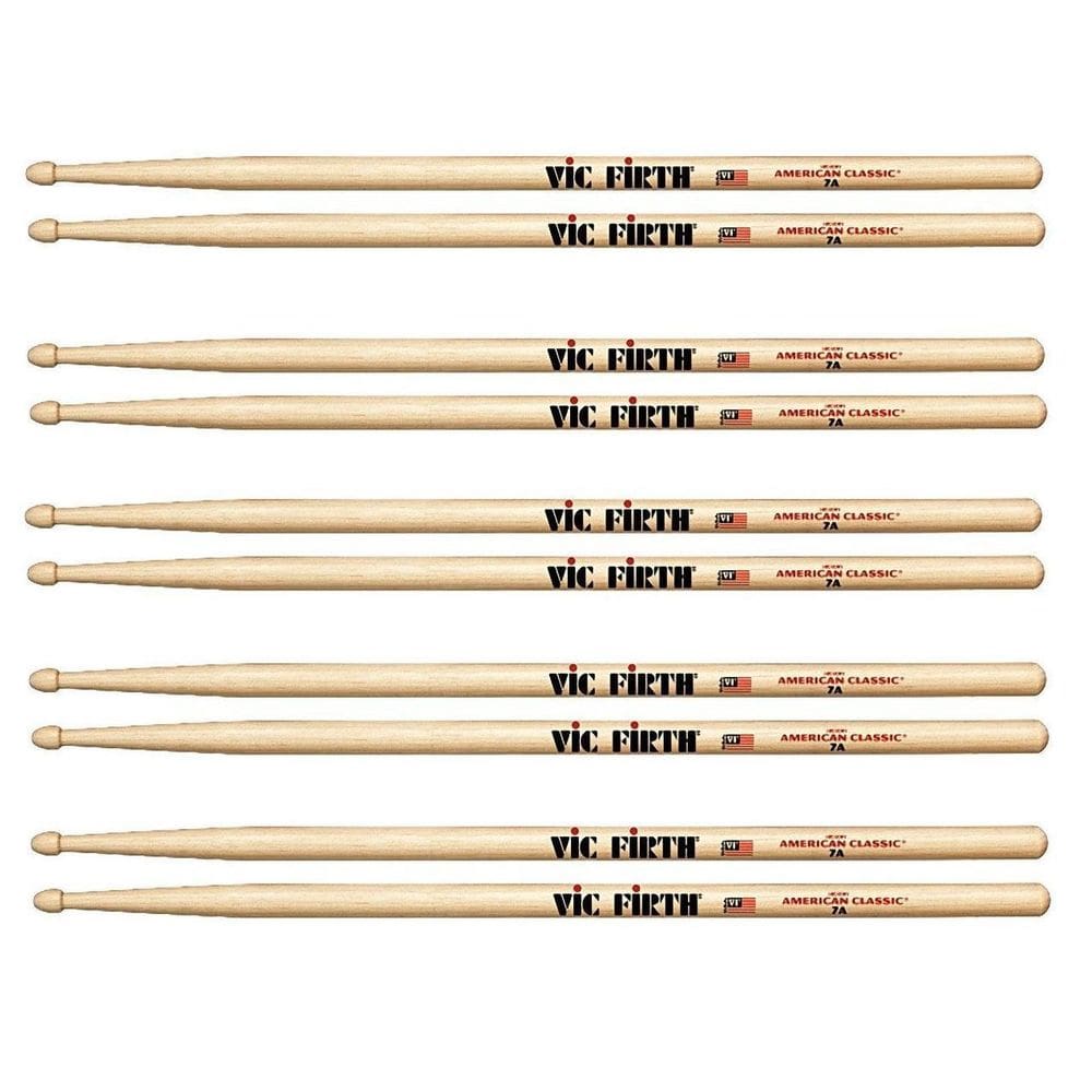 Kit 5 Pares Baquetas Vic Firth 7A American Classic Cod1265