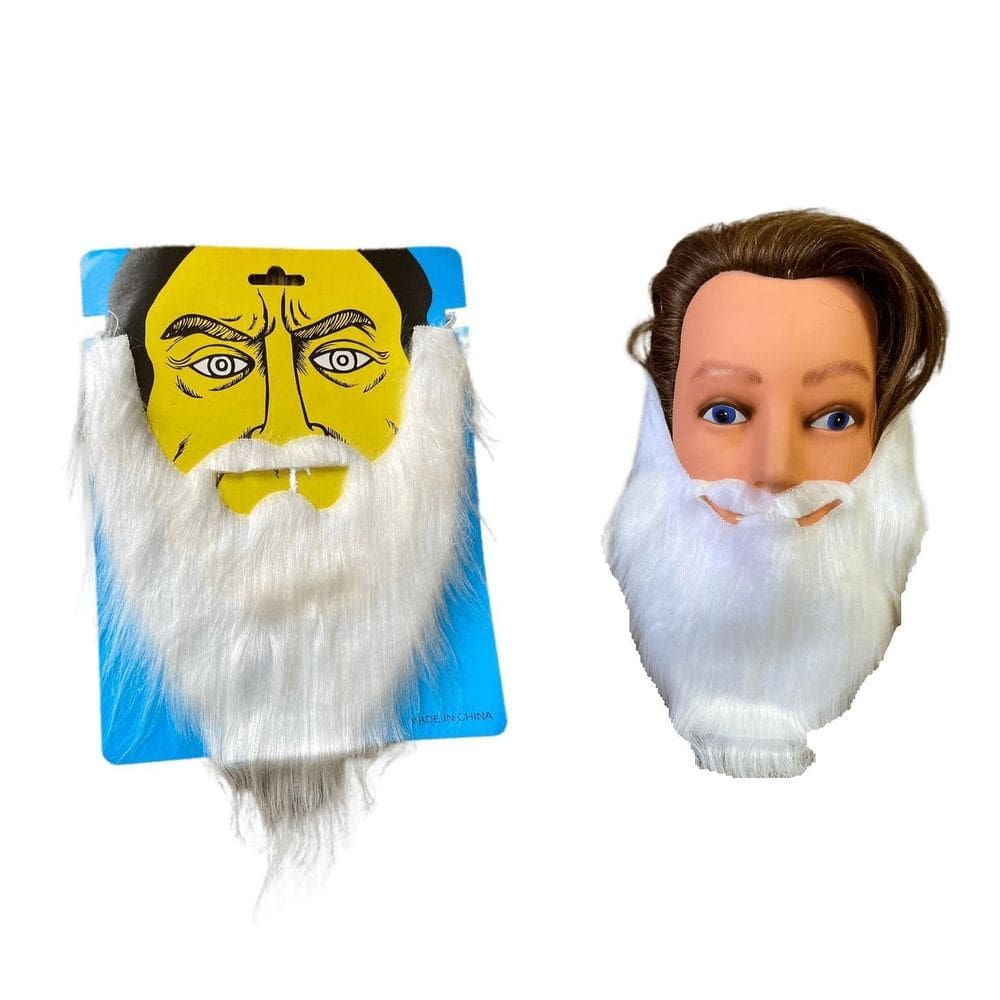 Barba Falsa Branca Longa De Pelúcia Fantasia Barbudo