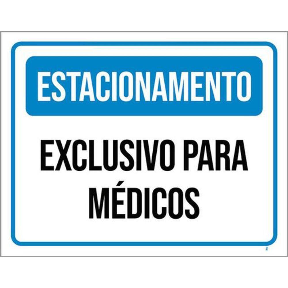 Kit 5 Placas Azul Estacionamento Exclusivo Médicos 36X46