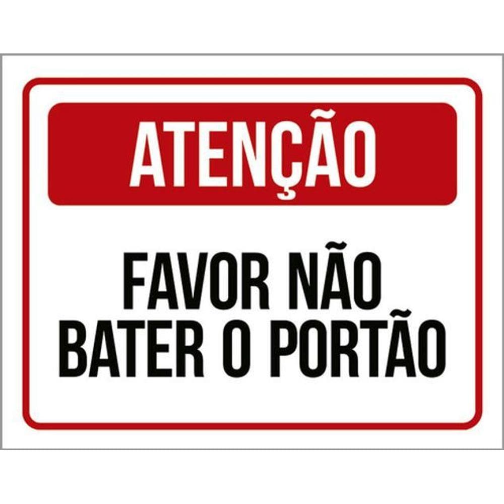 Kit 3 Placas Atenção Favor Não Bater Portão Vermelha 36X46