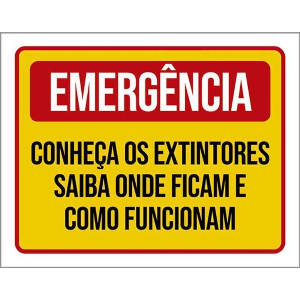 Kit 5 Placas Emergência Conheça Extintores Onde Ficam 36X46