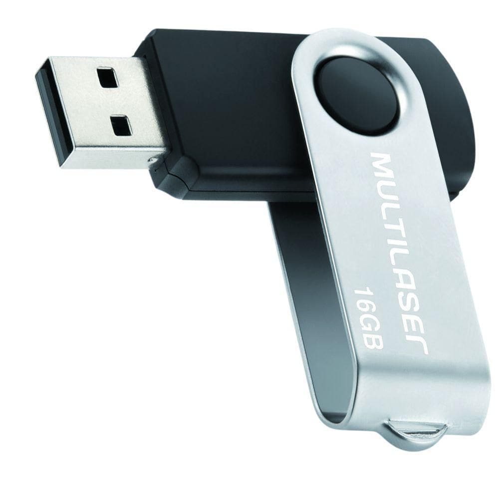 Pen Drive Multilaser Preto 16Gb Twist Vídeos Músicas Pd588