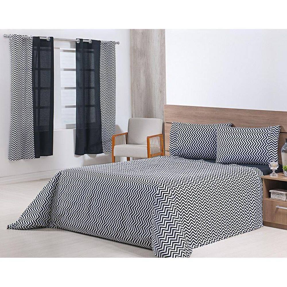 Jogo Lençol 4 Peças Cama Viúva 2,03Mx1,20Mx35Cm 100% Algodão