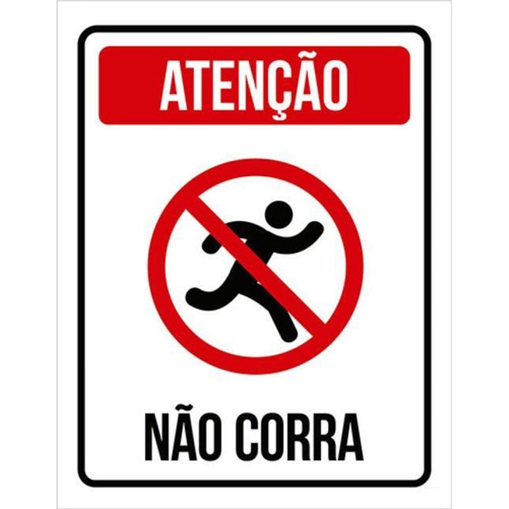 Kit 3 Placas Atenção Não Corra Desenho 36X46