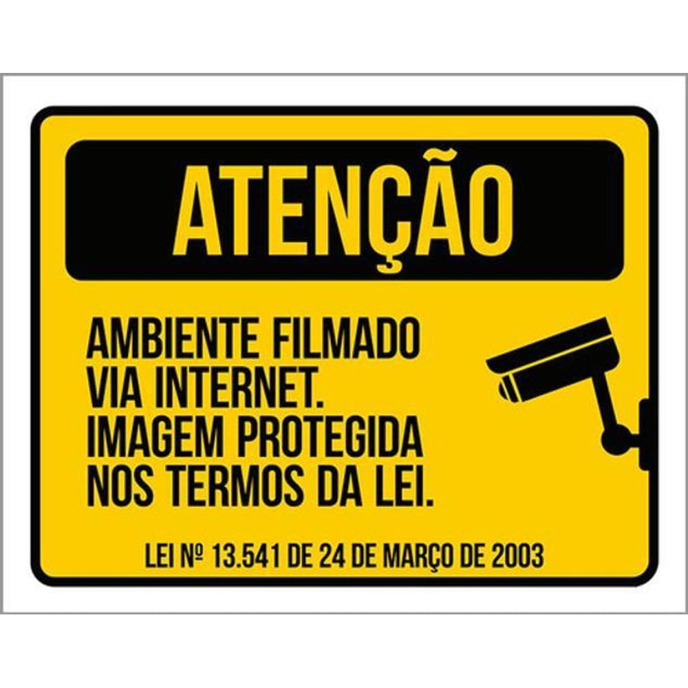 Kit 3 Placas Ambiente Filmado Internet Lei 36X46