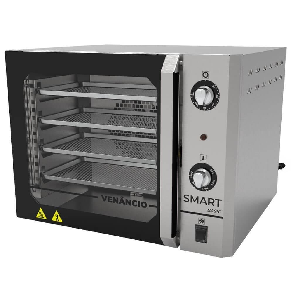 Forno Industrial Convector Venâncio Elétrico Smart Basic 4 Esteira Corpo e Painel Inox 220v FCSB4E