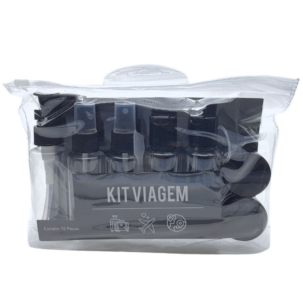 Kit Frasco de Plastico Para Viagem 10 Pecas Preto Fwb