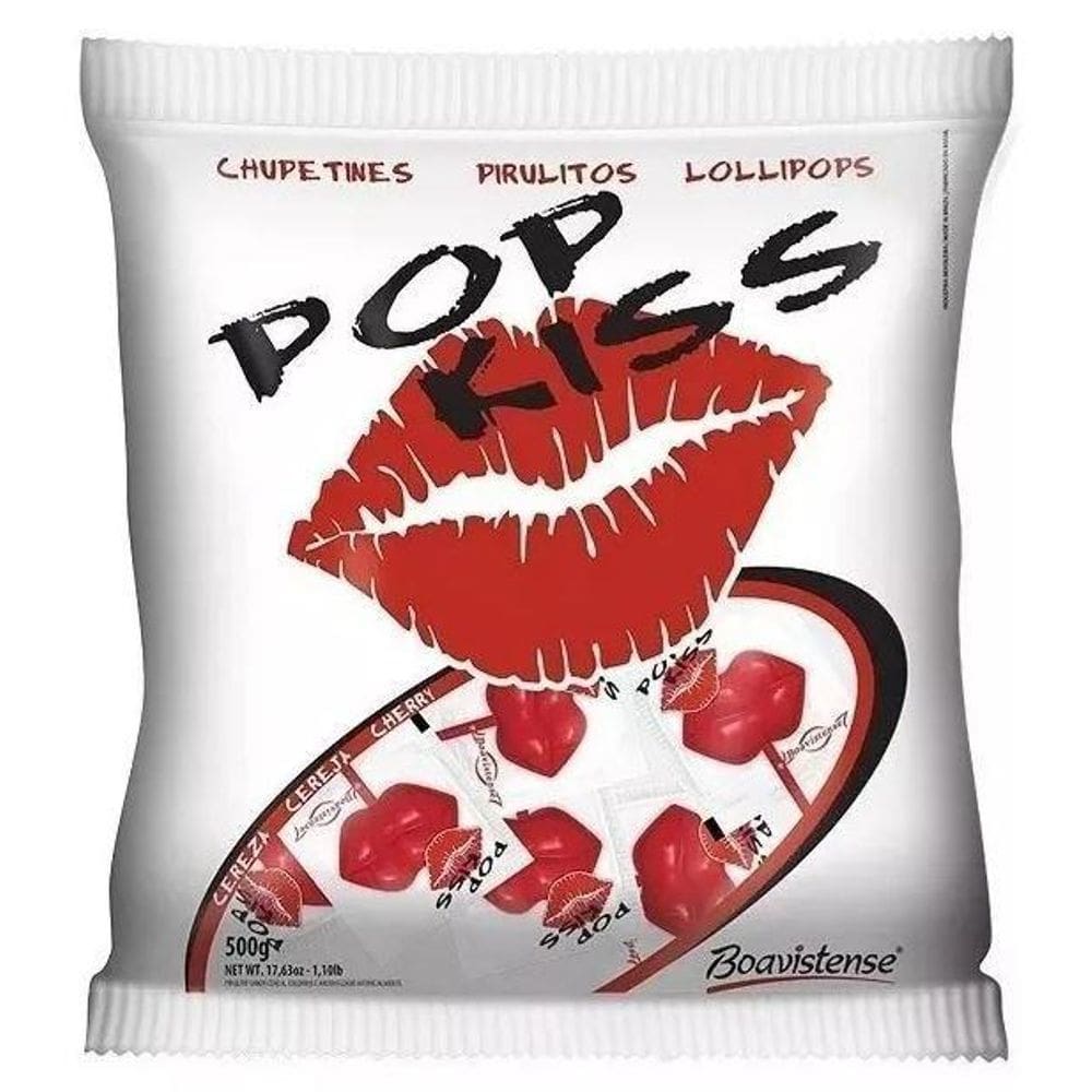 Pacote Pirulito Pop Kiss Cereja Florestal 100 Unids De 10G