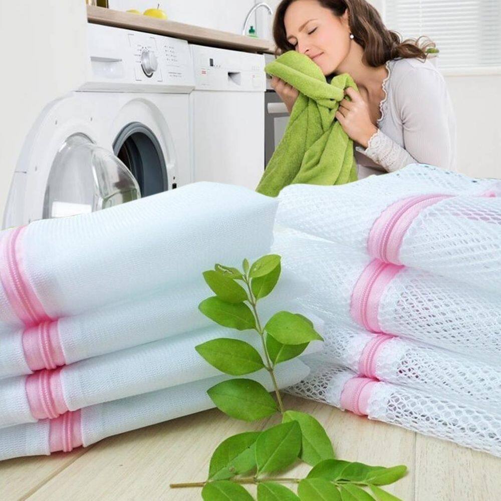 Kit 5 Sacos Protetor Lavar Roupa Bebê 50x60cm Branco
