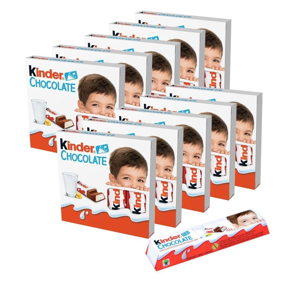40 Chocolate, 10 Pacotes De 4 Barrinhas Kinder