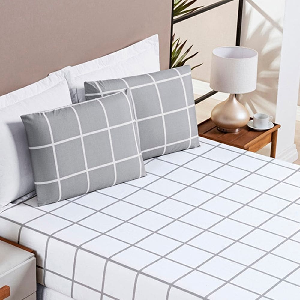 Jogo de Lençol King Square 3 peças Cinza