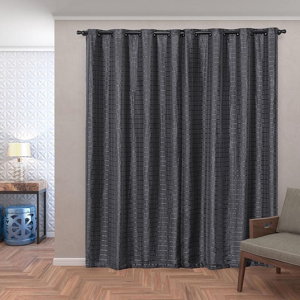 Cortina Blackout 2,80X2,30 Voal Corta Luz Porta Balcão Preto
