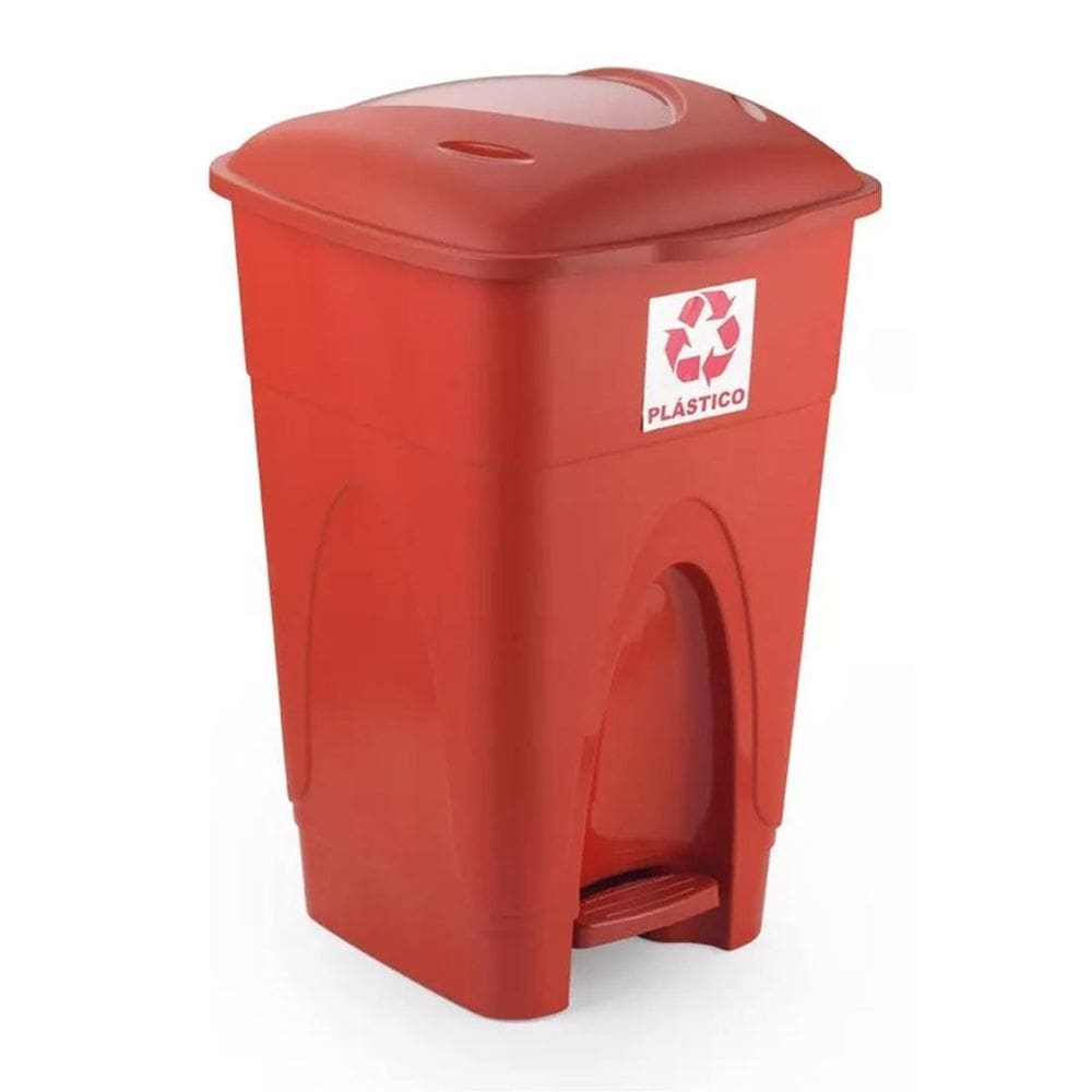 Lixeira Cesto Pedal 30L Coleta Seletiva Reciclagem Vermelho