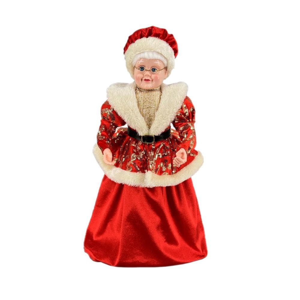 Mamãe Noel Vermelho E Dourado Decoração Para Natal 45Cm