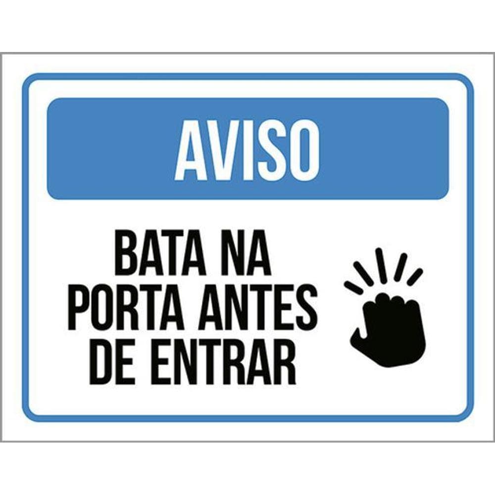 Kit 5 Placas Aviso Bata Na Porta Antes De Entrar 36X46