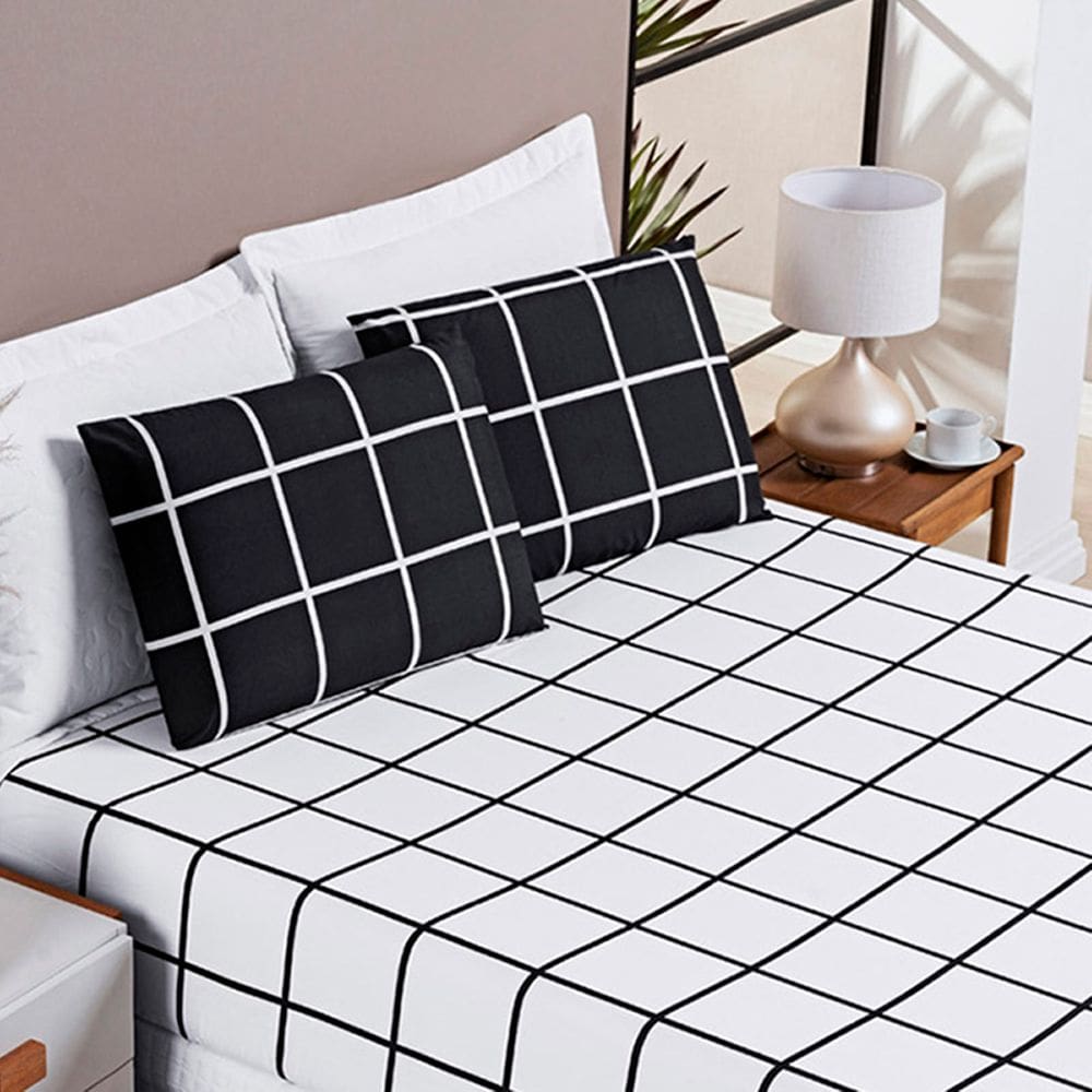 Jogo de Lençol Casal Square 3 peças Preto