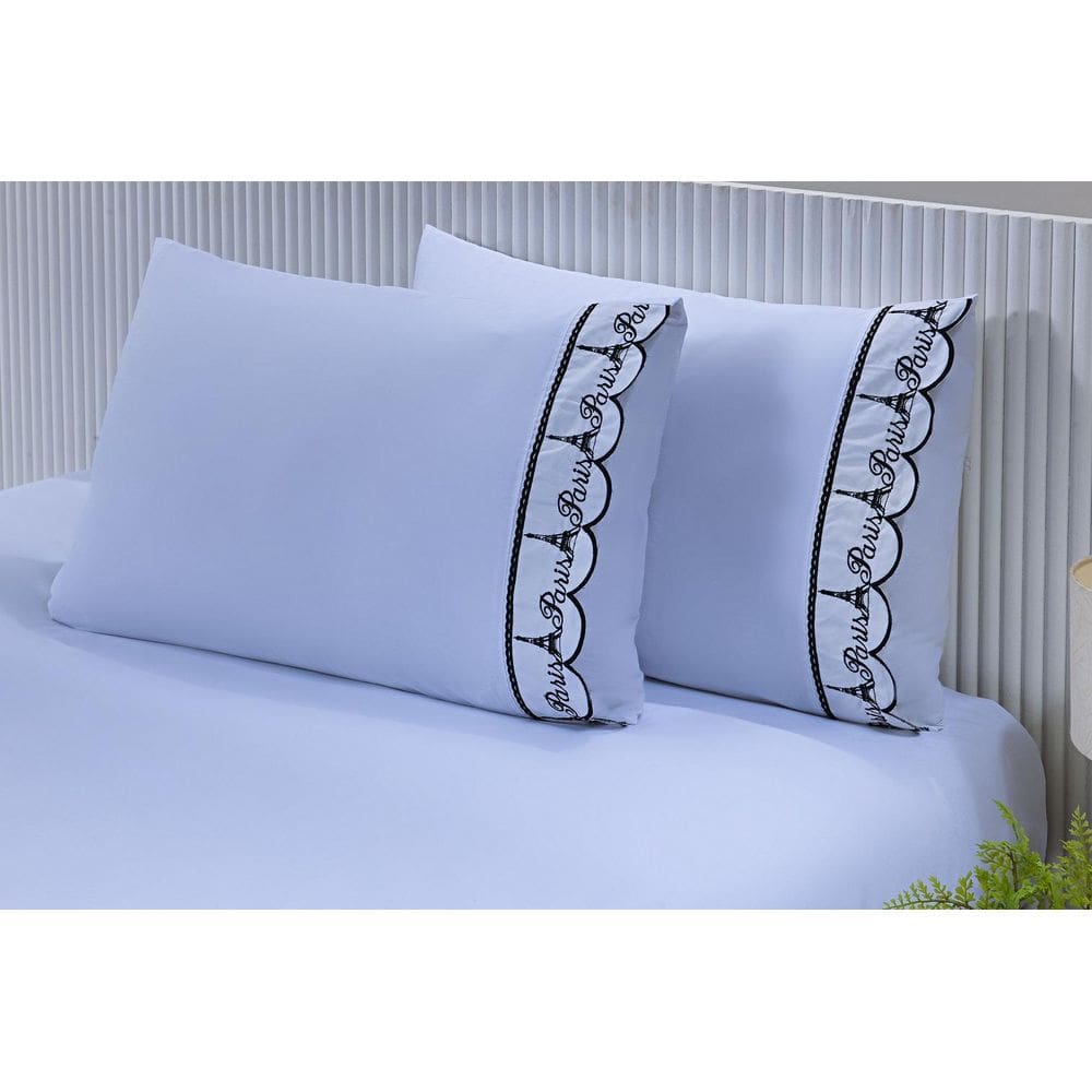 2 Fronhas 50Cmx70Cm 100% Algodão 200 Fios Barrado Bordado