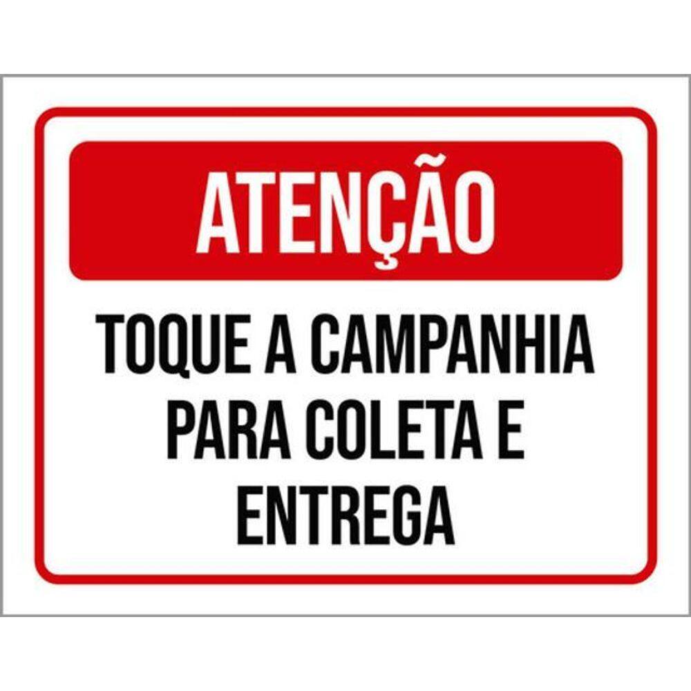 Kit 5 Placas Toque Campanhia Coleta Entrega 36X46