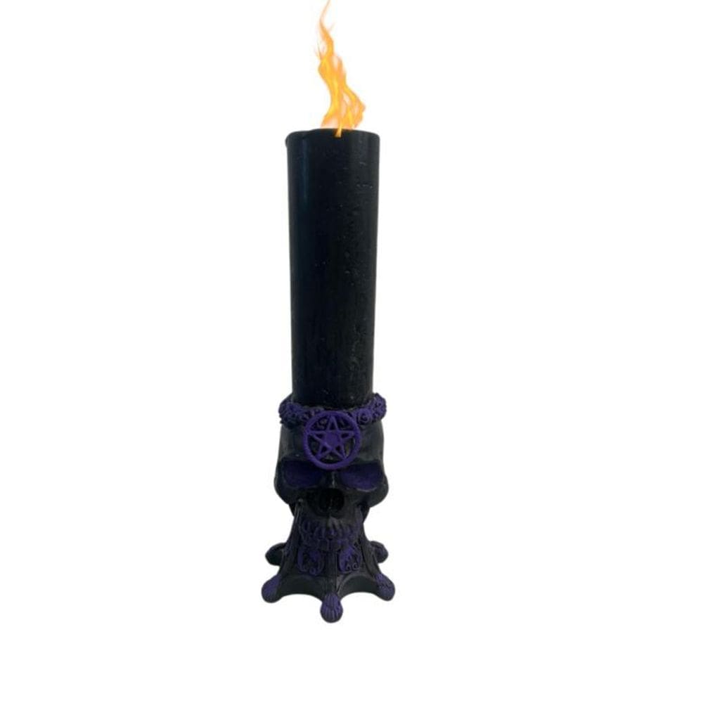 Castiçal Crânio Wicca Rosa Caveira Resina - Escolha O Modelo