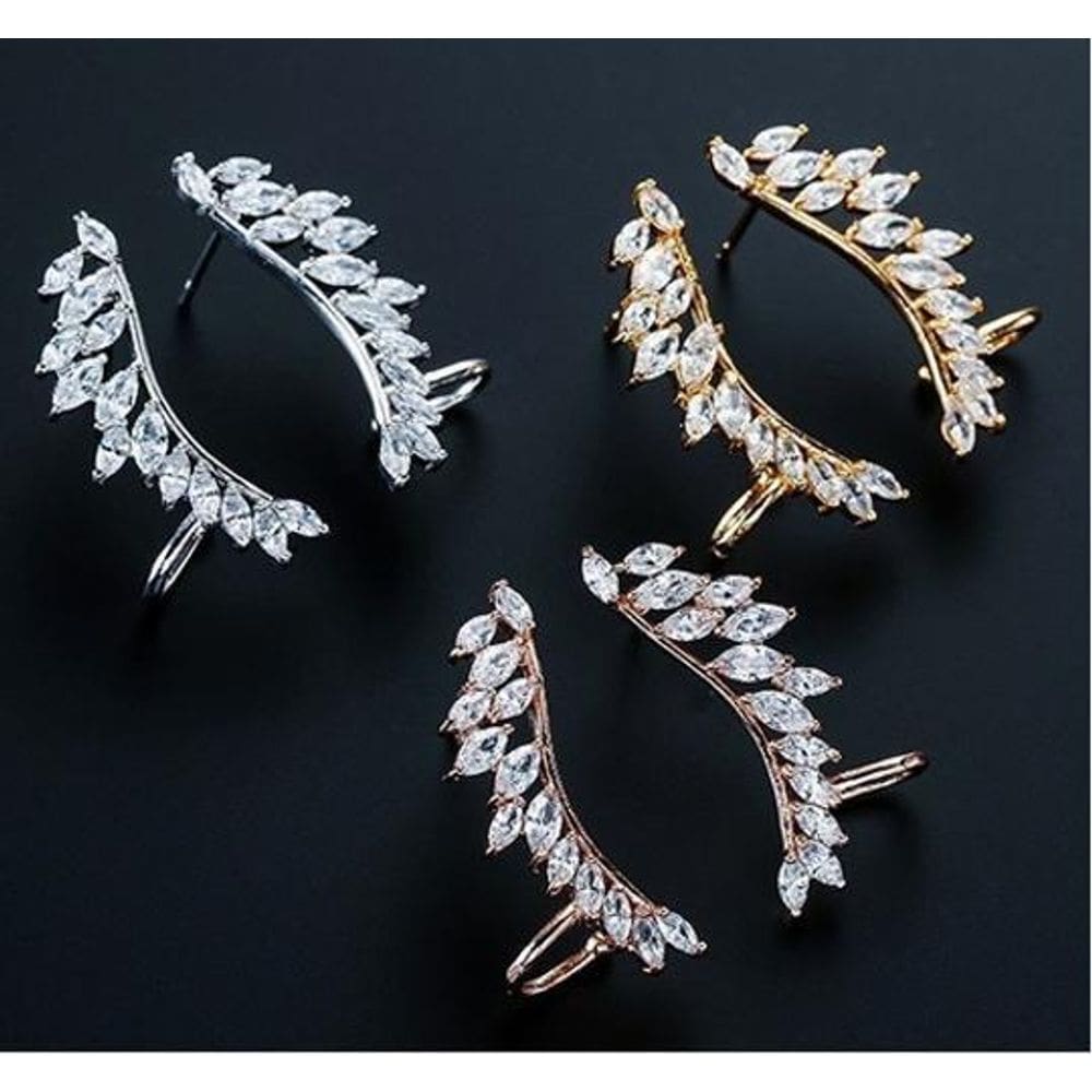 Brinco Ear Cuff Banhado a Ródio/Ouro 18K - Zircônia 3,0 cm