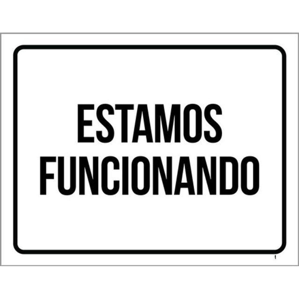 Kit 5 Placas Estamos Funcionando Preta 36X46