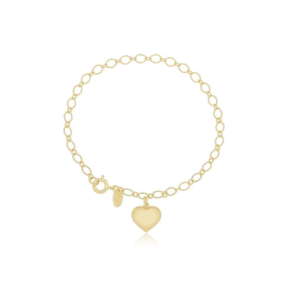 Pulseira Com Coração Liso Banhado A Ouro 18K