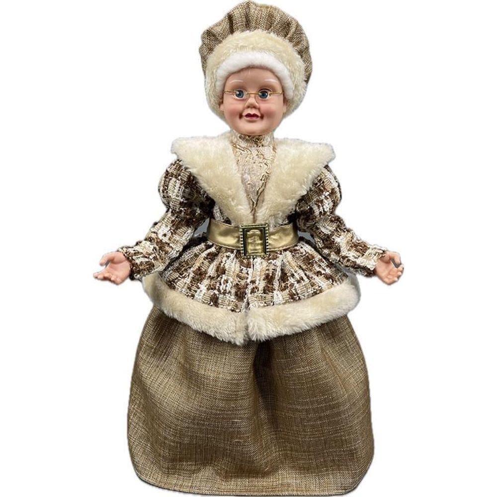 Mamãe Noel Linhado Marrom Decoração Para Natal 45Cm