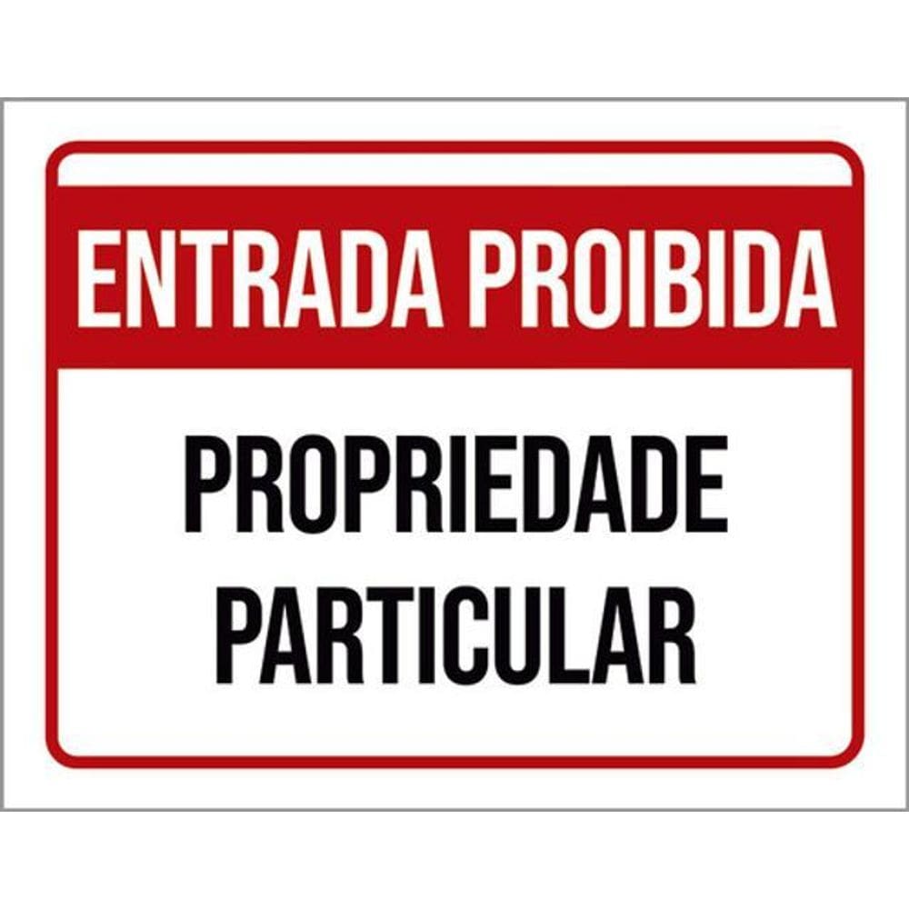 Kit 5 Placas Entrada Proibida Tarja Vermelha 36X46