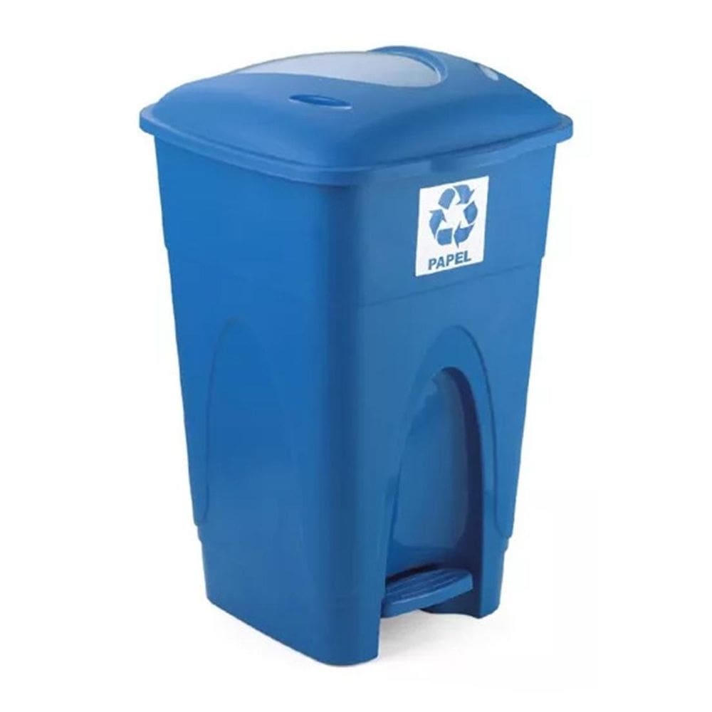 Lixeira Cesto Pedal 30L Coleta Seletiva Reciclagem Azul