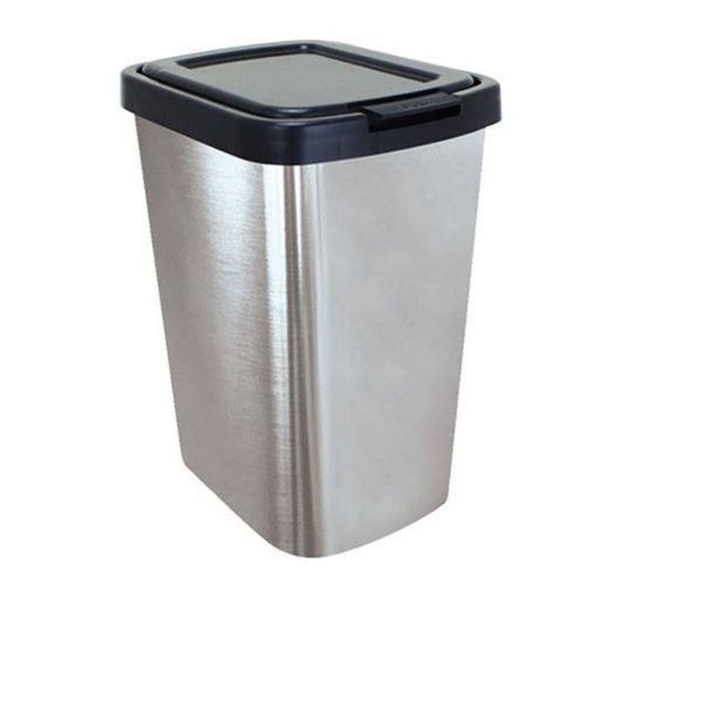 Cesto Lixeira Com Tampa Click 9 Litros Adesivo Em Inox