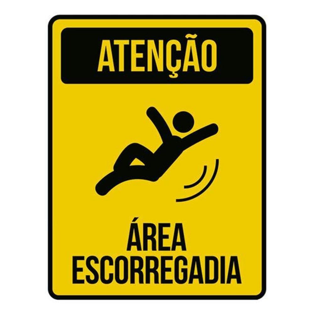 Kit 3 Placas Atenção Área Escorregadia Ícone 36X46