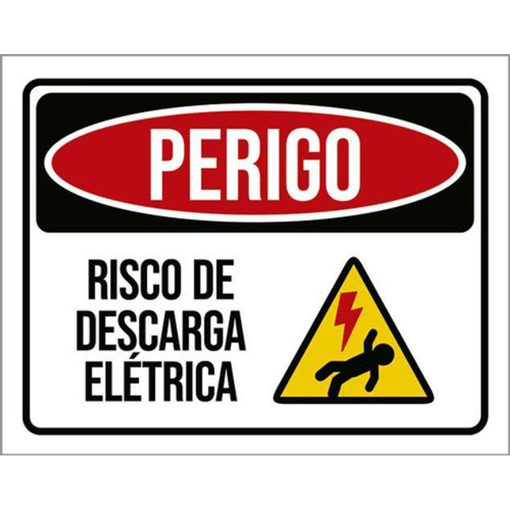 Placa Sinalização - Perigo Risco Descarga Elétrica 36X46