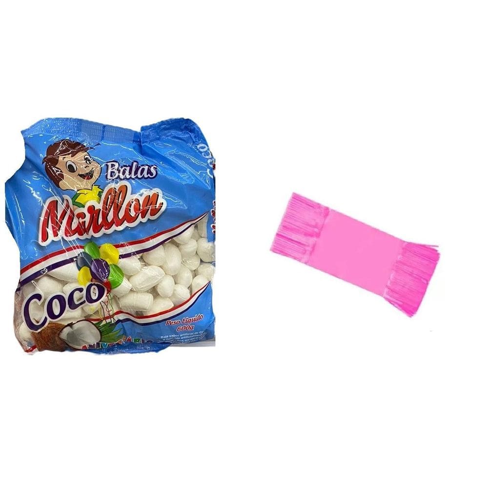 Kit Bala De Coco 600Gr + Papel De Seda Rosa 48Un Embalar