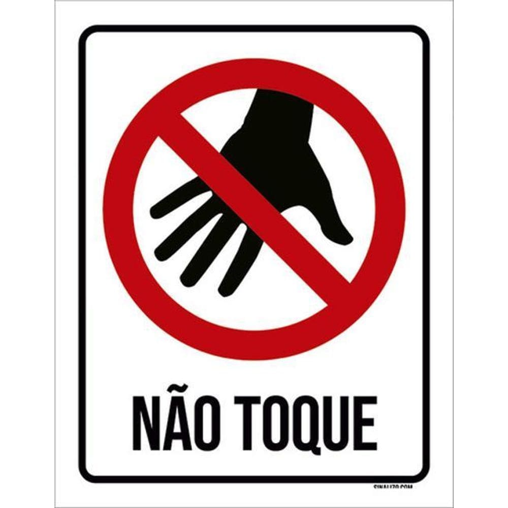 Kit 10 Placas Não Toque Mão Ícone Preto 36X46
