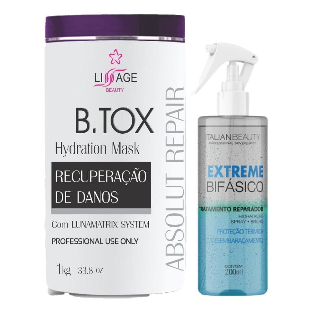 Kit Escova Btox Tratamento Alisamento Completo Hidratação