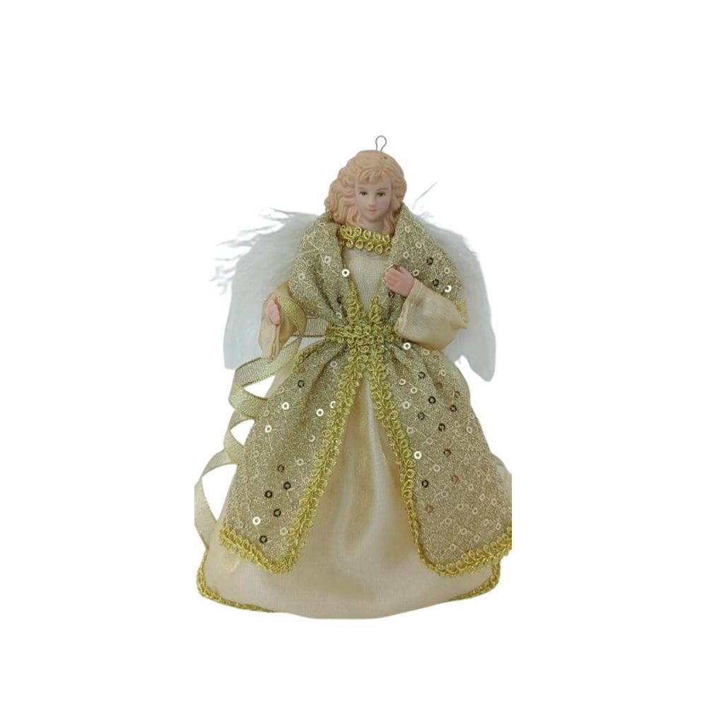 Anjo Topo Arvore Natal Gold Pequeno Enfeite Casa 18Cm