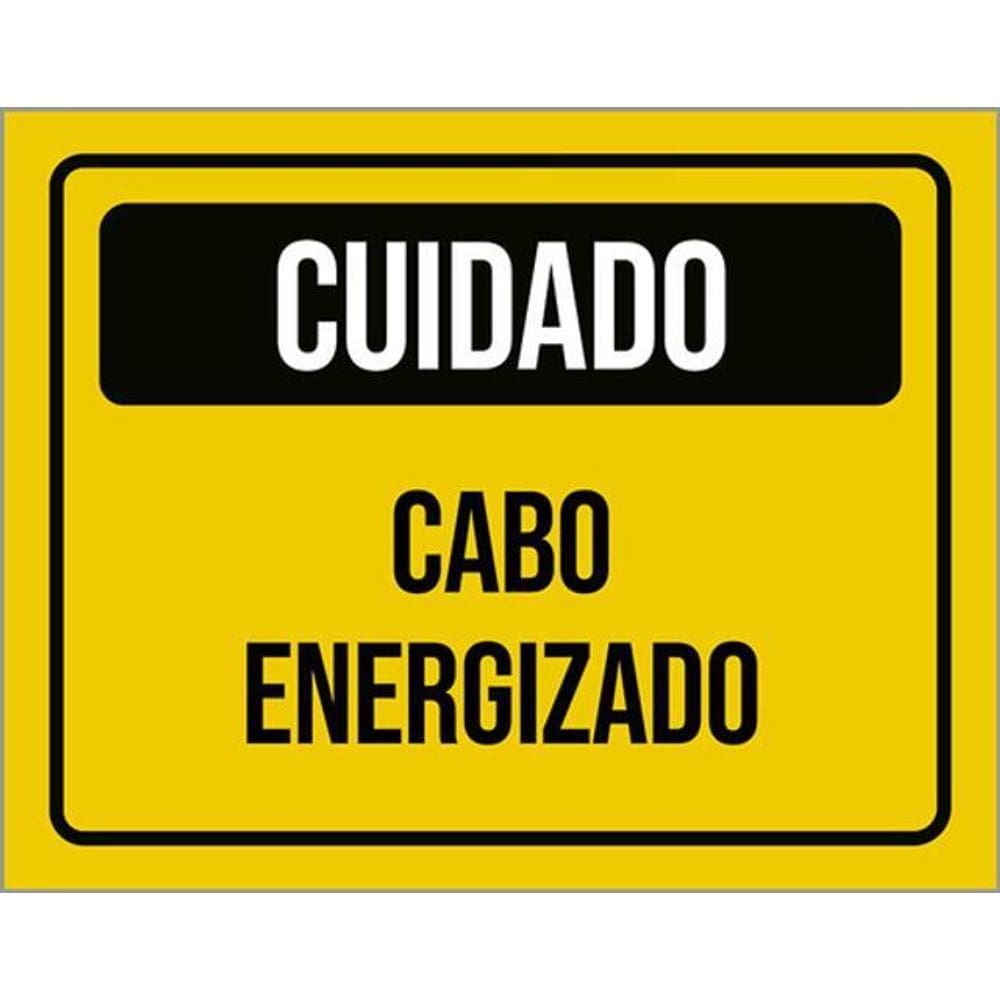 Kit 5 Placas Cuidado Cabo Energizado Amarelo 36X46