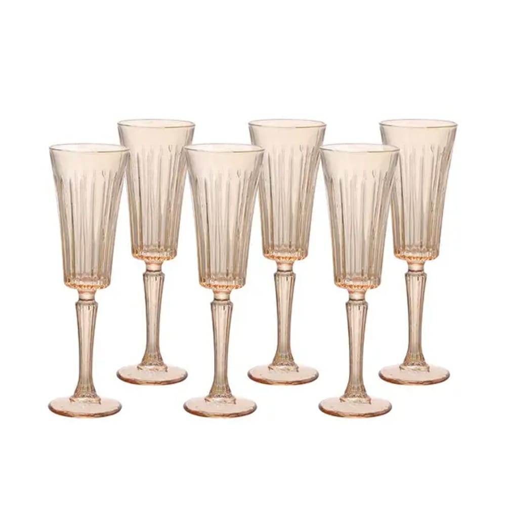 Jogo 6 Taças de Vidro Para Champanhe Egeu Ambar 180ml - Hauskraft