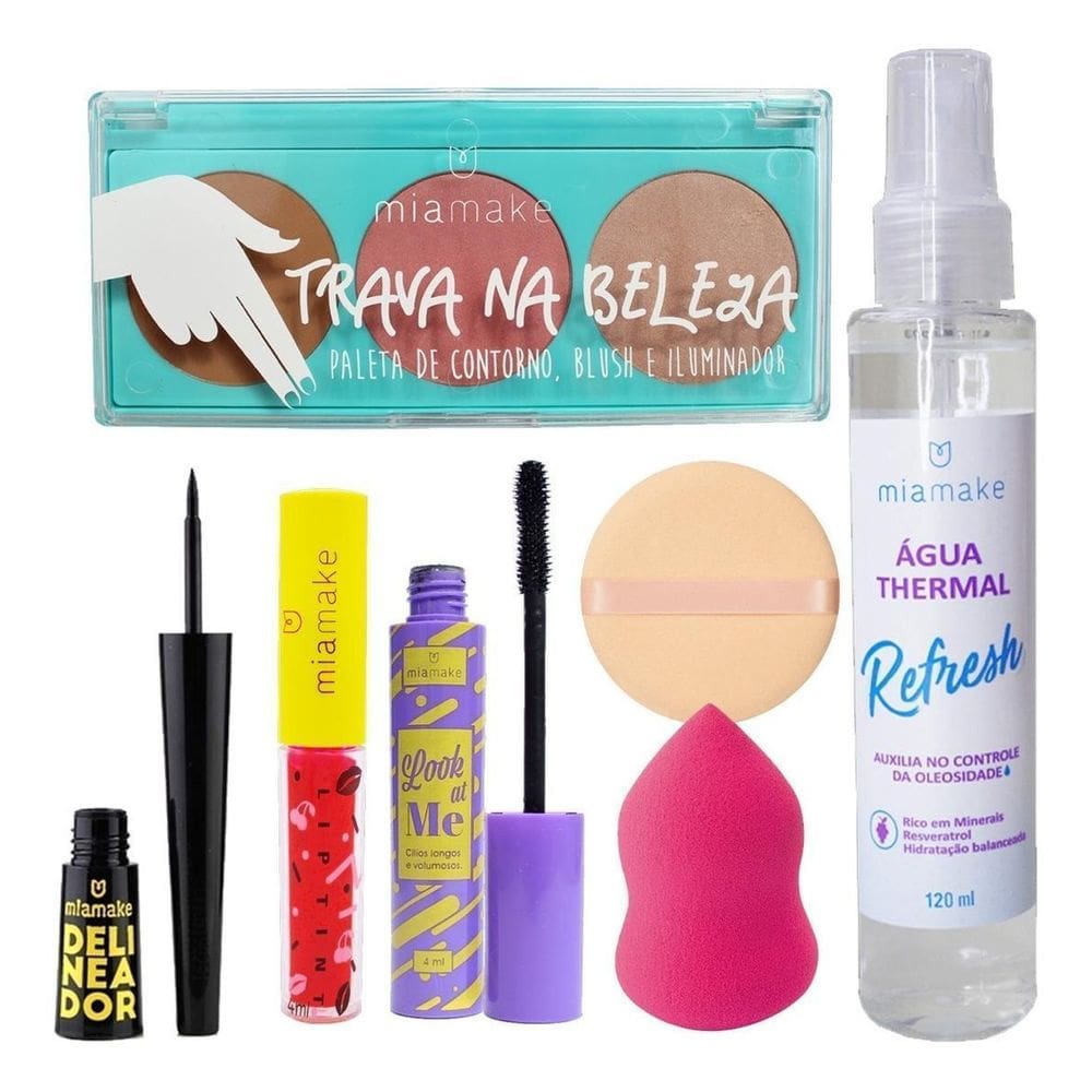 Combo De Maquiagem Paleta Contorno Iluminador Mia Make Luxo