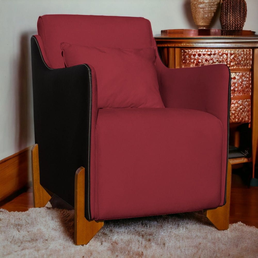 Poltrona Decorativa Heloisa Veludo Vermelho/Corano Preto - Londrilar