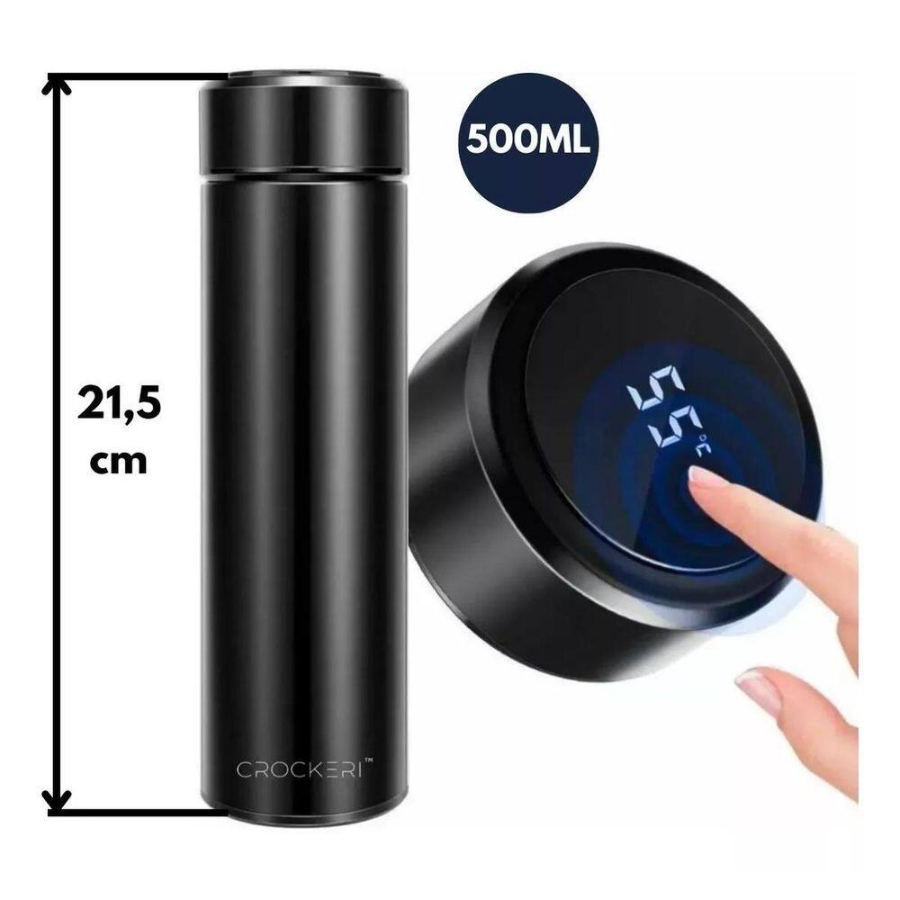 Garrafa Térmica Em Aço Inox Com Termômetro Led Digital 500Ml