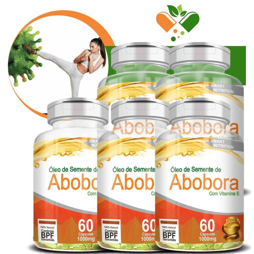 Kit Com 5 Potes Semente De Abóbora 1000Mg 60 Cápsulas