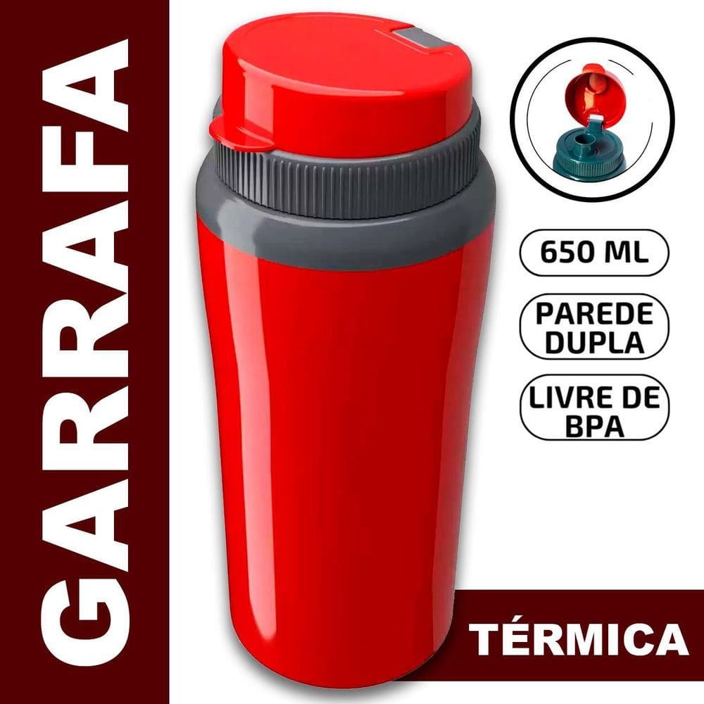 Garrafa Térmica Para Academia Treino Cozinha 650Ml Tampa